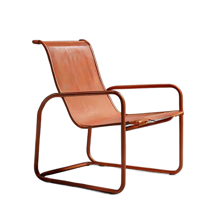 インテリア 椅子類 テラコッタのミニマリストチューブラースチールラウンジチェア 透過 PNG 画像 フリー素材 #13343