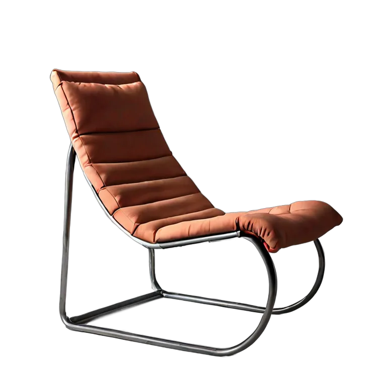 インテリア 椅子類 テラコッタのミニマリストチューブラースチールラウンジチェア 透過 PNG 画像 フリー素材 #13346