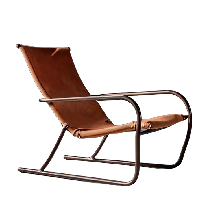 インテリア 椅子類 テラコッタのミニマリストチューブラースチールラウンジチェア 透過 PNG 画像 フリー素材 #13354