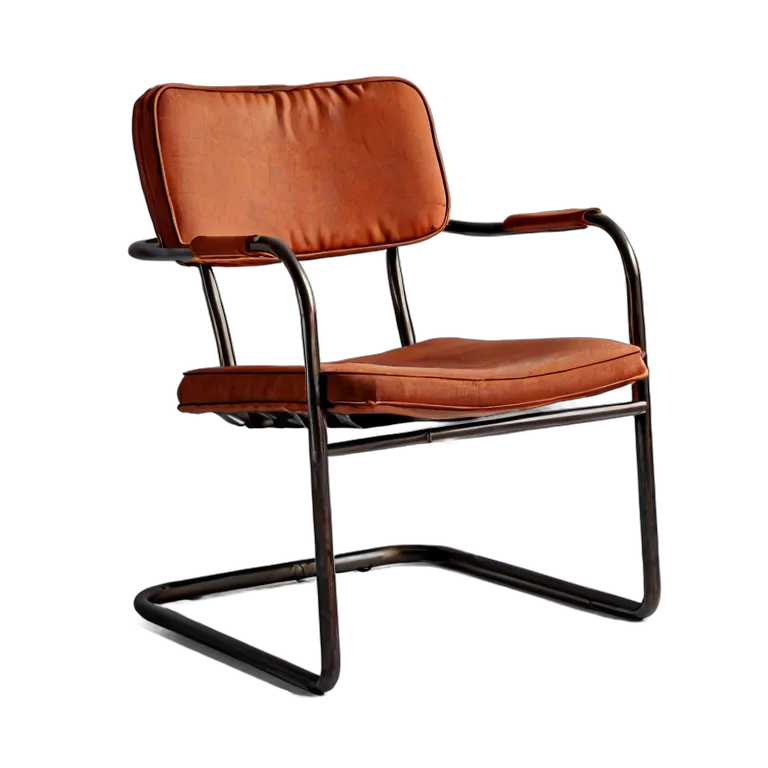 インテリア 椅子類 テラコッタのミニマリストチューブラースチールラウンジチェア 透過 PNG 画像 フリー素材 #13355