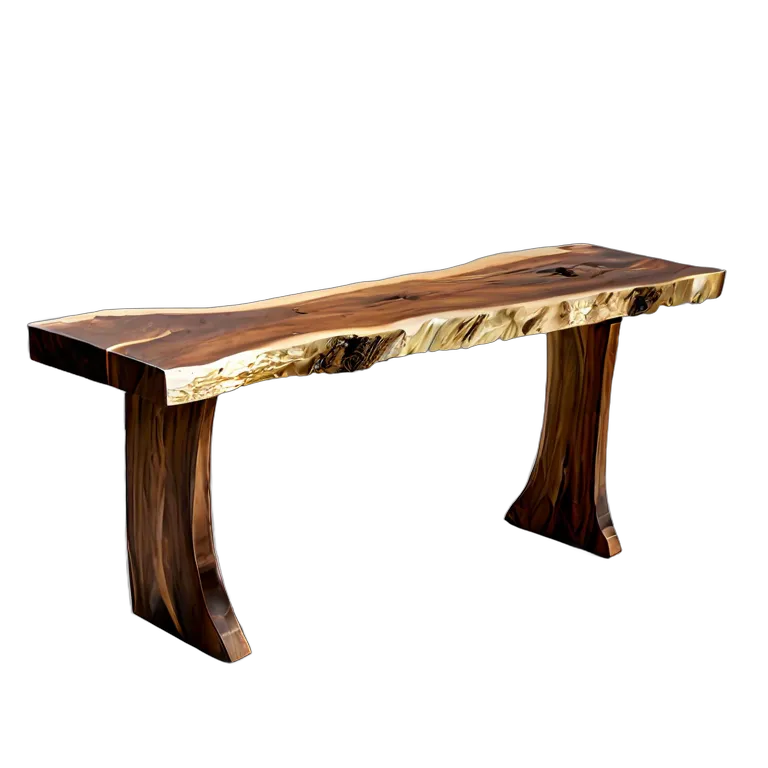 インテリア 椅子類 ライブエッジ付きウォールナット無垢板ベンチ 透過 PNG 画像 フリー素材 #13266