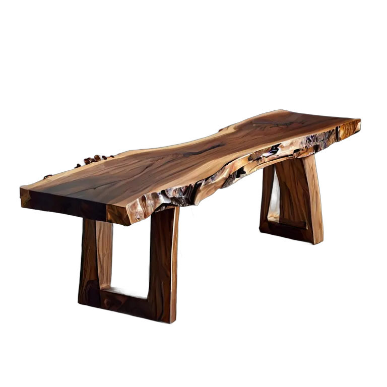 インテリア 椅子類 ライブエッジ付きウォールナット無垢板ベンチ 透過 PNG 画像 フリー素材 #13267