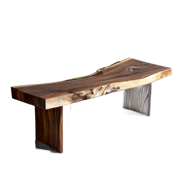 インテリア 椅子類 ライブエッジ付きウォールナット無垢板ベンチ 透過 PNG 画像 フリー素材 #13268