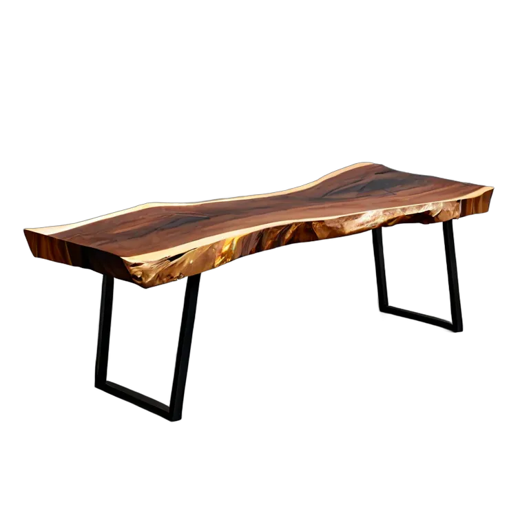 インテリア 椅子類 ライブエッジ付きウォールナット無垢板ベンチ 透過 PNG 画像 フリー素材 #13269