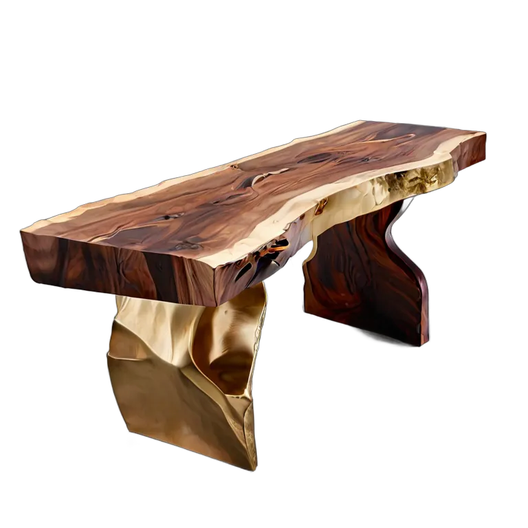 インテリア 椅子類 ライブエッジ付きウォールナット無垢板ベンチ 透過 PNG 画像 フリー素材 #13272