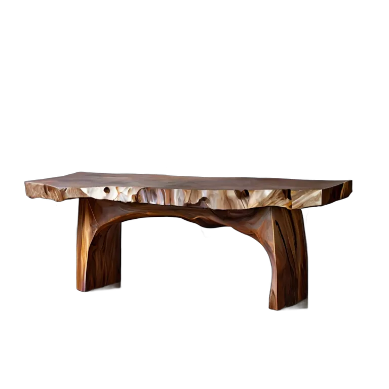 インテリア 椅子類 ライブエッジ付きウォールナット無垢板ベンチ 透過 PNG 画像 フリー素材 #13273