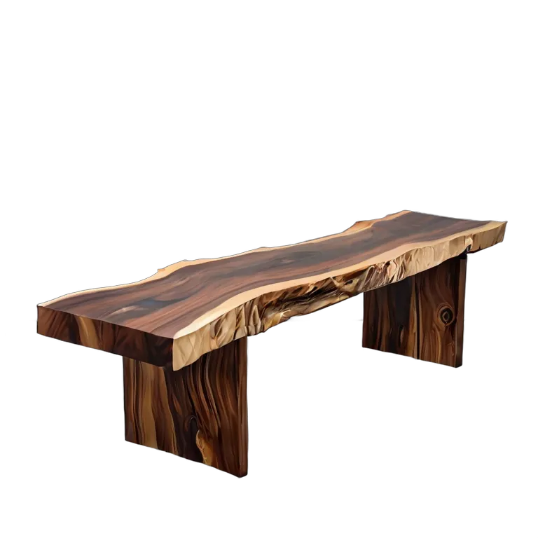 インテリア 椅子類 ライブエッジ付きウォールナット無垢板ベンチ 透過 PNG 画像 フリー素材 #13274