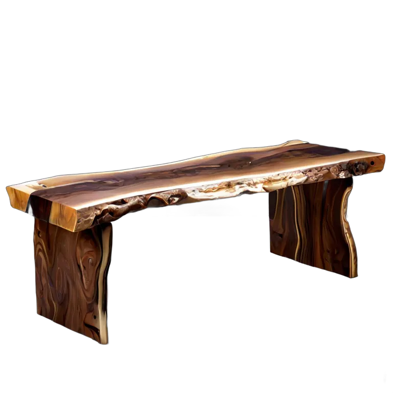 インテリア 椅子類 ライブエッジ付きウォールナット無垢板ベンチ 透過 PNG 画像 フリー素材 #13275