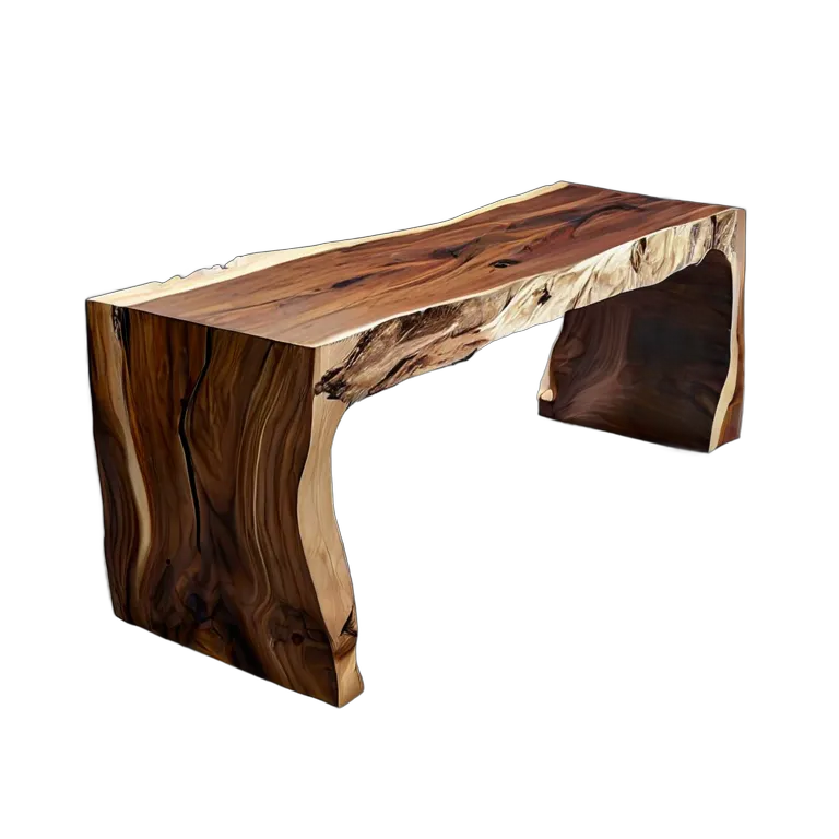 インテリア 椅子類 ライブエッジ付きウォールナット無垢板ベンチ 透過 PNG 画像 フリー素材 #13276