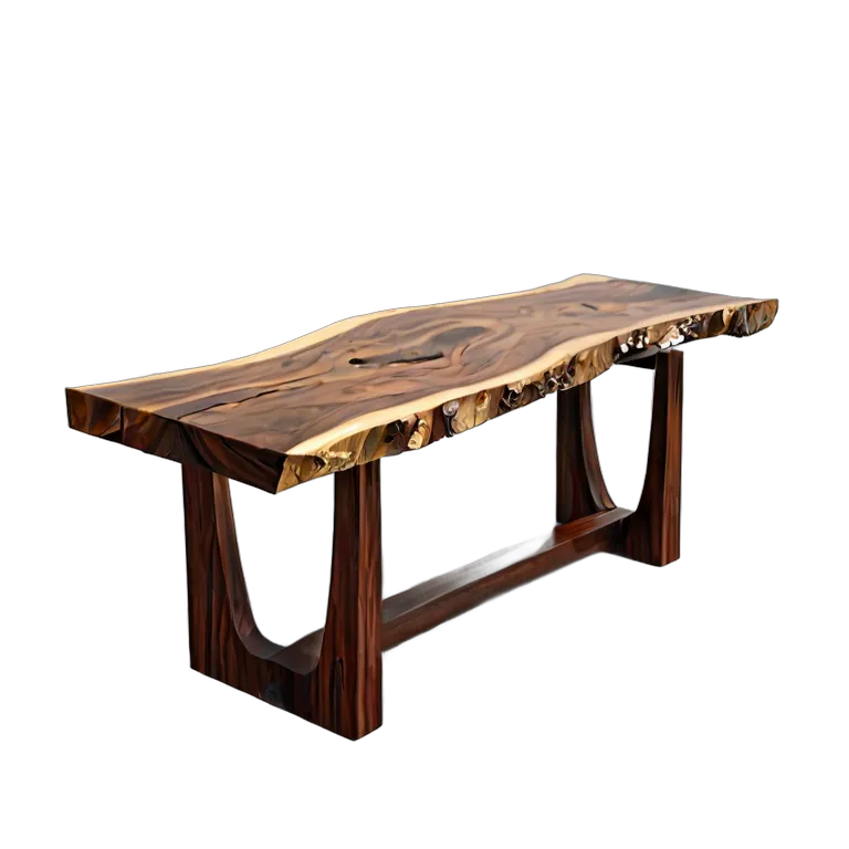 インテリア 椅子類 ライブエッジ付きウォールナット無垢板ベンチ 透過 PNG 画像 フリー素材 #13277