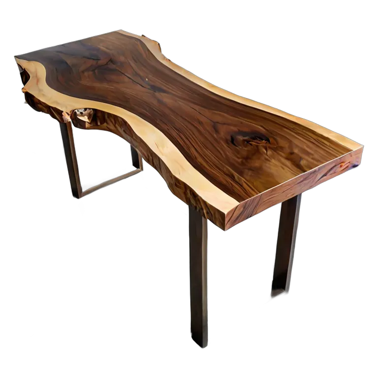 インテリア 椅子類 ライブエッジ付きウォールナット無垢板ベンチ 透過 PNG 画像 フリー素材 #13278