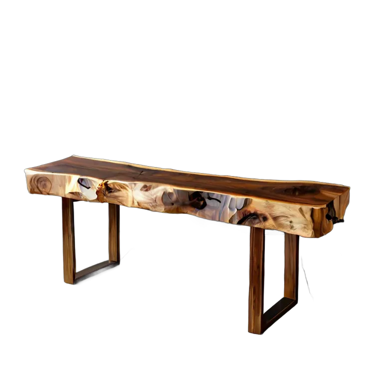 インテリア 椅子類 ライブエッジ付きウォールナット無垢板ベンチ 透過 PNG 画像 フリー素材 #13279