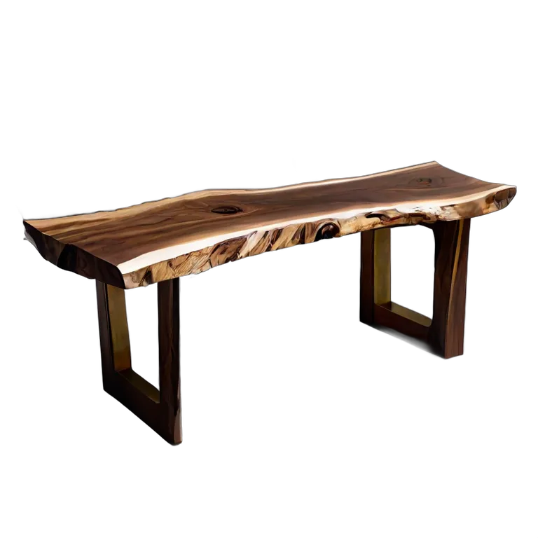 インテリア 椅子類 ライブエッジ付きウォールナット無垢板ベンチ 透過 PNG 画像 フリー素材 #13280