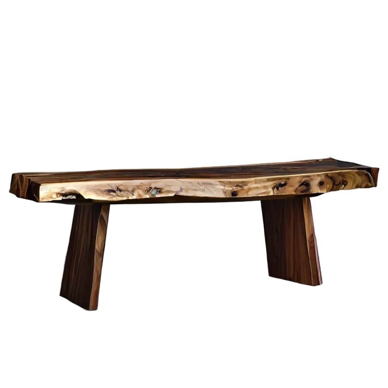 インテリア 椅子類 ライブエッジ付きウォールナット無垢板ベンチ 透過 PNG 画像 フリー素材 #13281