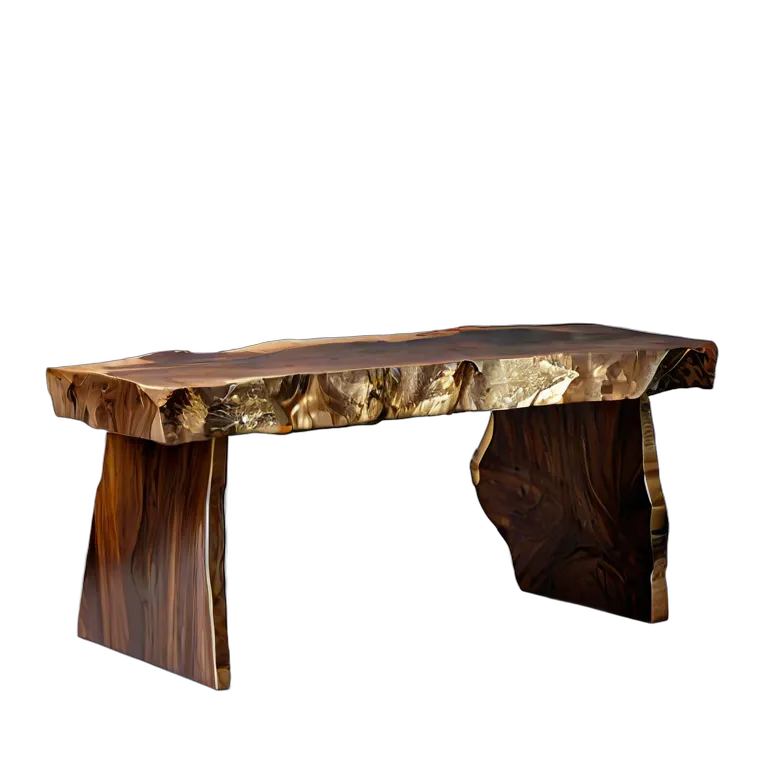 インテリア 椅子類 ライブエッジ付きウォールナット無垢板ベンチ 透過 PNG 画像 フリー素材 #13282