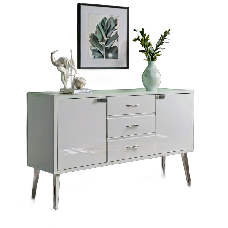 ハイグロスホワイトのビュッフェテーブル 透過 PNG 画像 フリー素材 #30300