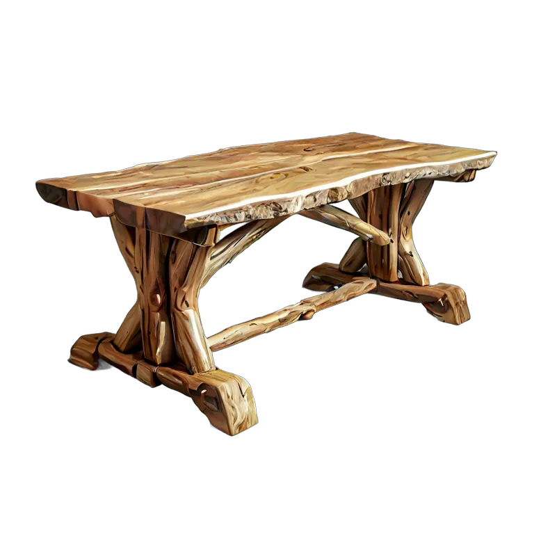 インテリア テーブル 素朴な丸太の架台テーブル 透過 PNG 画像 フリー素材 #30237