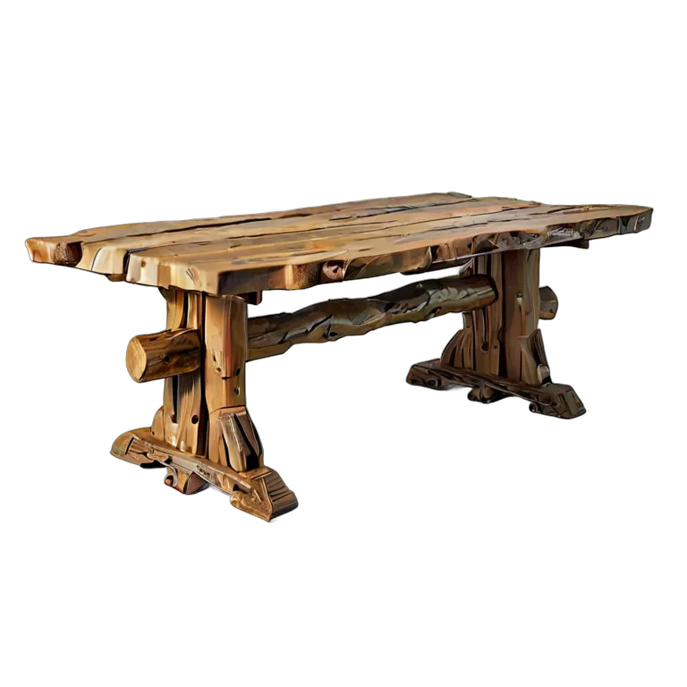 インテリア テーブル 素朴な丸太の架台テーブル 透過 PNG 画像 フリー素材 #30239