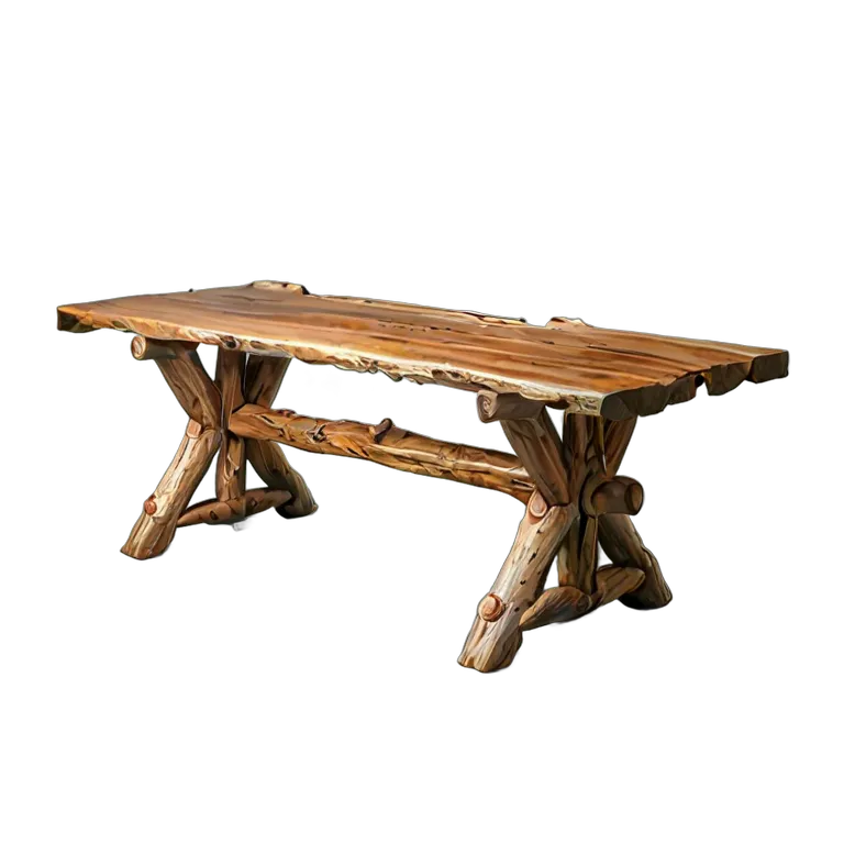 インテリア テーブル 素朴な丸太の架台テーブル 透過 PNG 画像 フリー素材 #30240