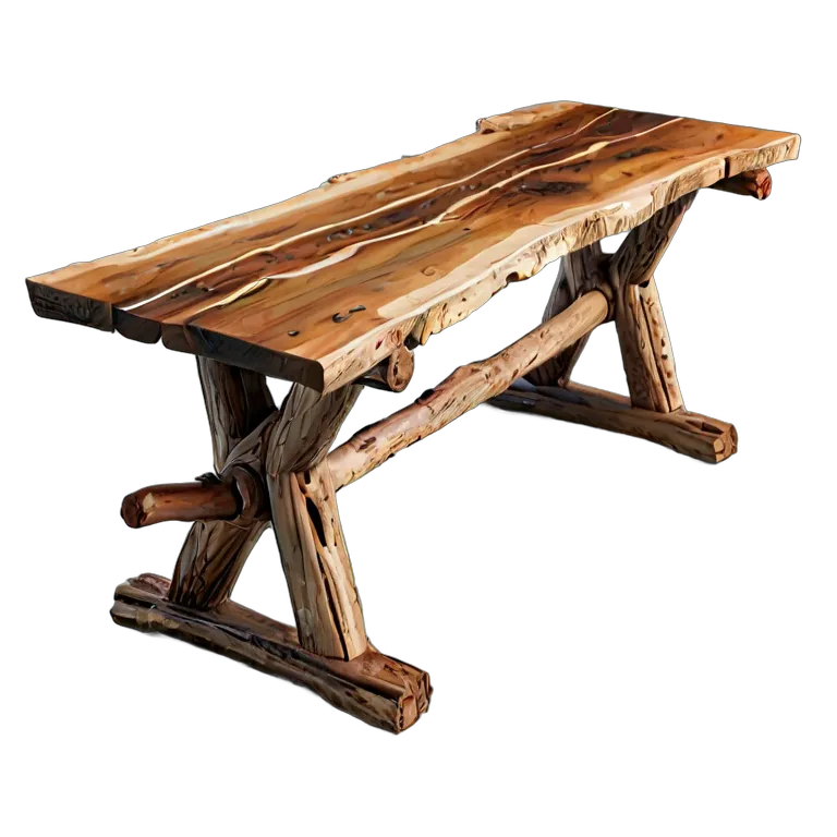 インテリア テーブル 素朴な丸太の架台テーブル 透過 PNG 画像 フリー素材 #30242