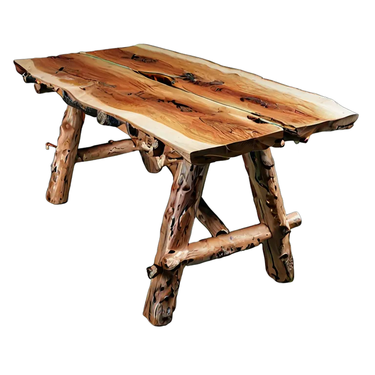 インテリア テーブル 素朴な丸太の架台テーブル 透過 PNG 画像 フリー素材 #30244