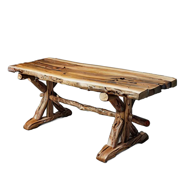 インテリア テーブル 素朴な丸太の架台テーブル 透過 PNG 画像 フリー素材 #30245