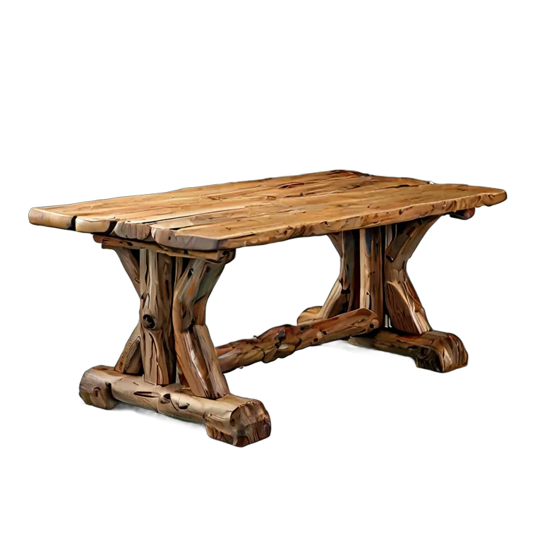 インテリア テーブル 素朴な丸太の架台テーブル 透過 PNG 画像 フリー素材 #30248