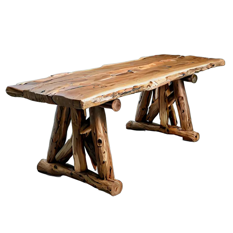 インテリア テーブル 素朴な丸太の架台テーブル 透過 PNG 画像 フリー素材 #30249