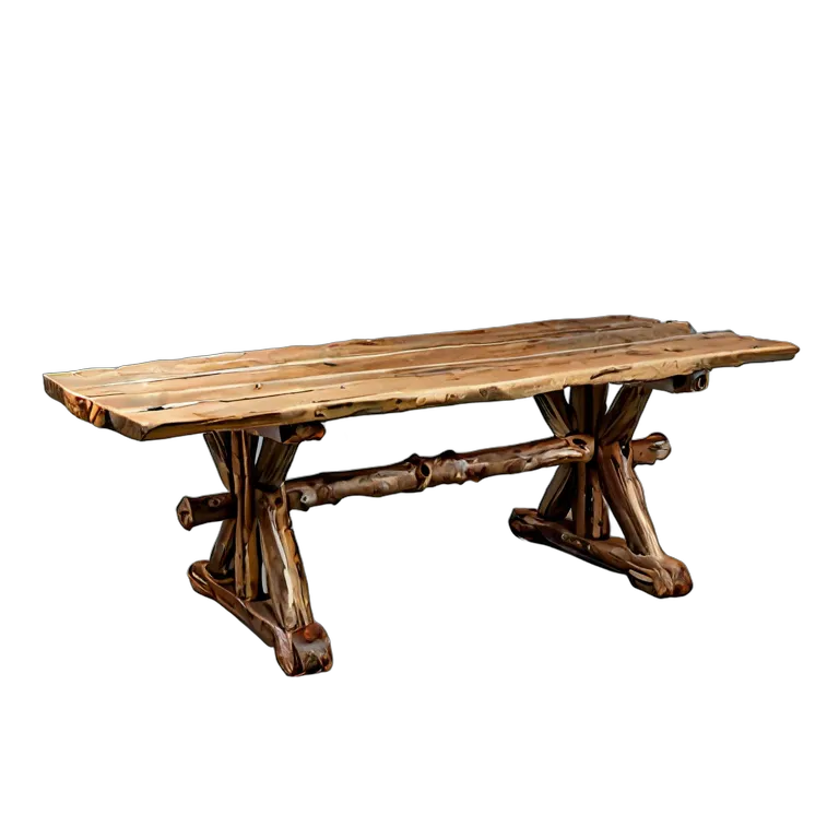 インテリア テーブル 素朴な丸太の架台テーブル 透過 PNG 画像 フリー素材 #30250