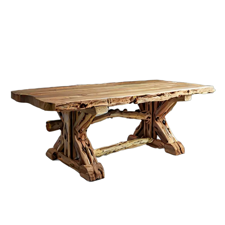 インテリア テーブル 素朴な丸太の架台テーブル 透過 PNG 画像 フリー素材 #30251