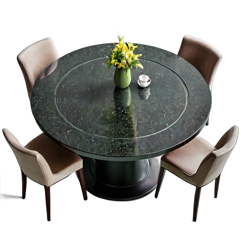 インテリア テーブル 中央に回転台を備えた無垢の花崗岩製ラウンドテーブル 透過 PNG 画像 フリー素材 #30229