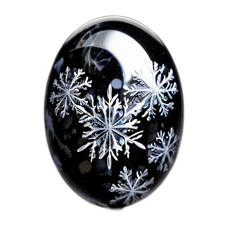 高級品 宝石 スノーフレークオブシディアンブラックアンドホワイト 透過 PNG 画像 フリー素材 #9700