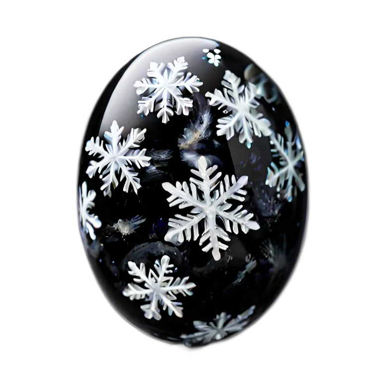 高級品 宝石 スノーフレークオブシディアンブラックアンドホワイト 透過 PNG 画像 フリー素材 #9705