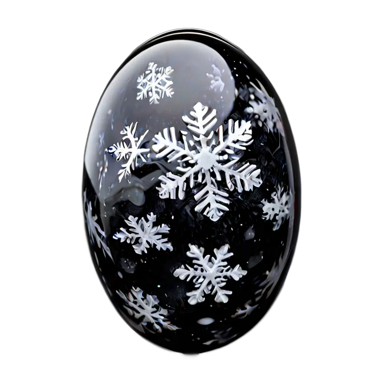 高級品 宝石 スノーフレークオブシディアンブラックアンドホワイト 透過 PNG 画像 フリー素材 #9706