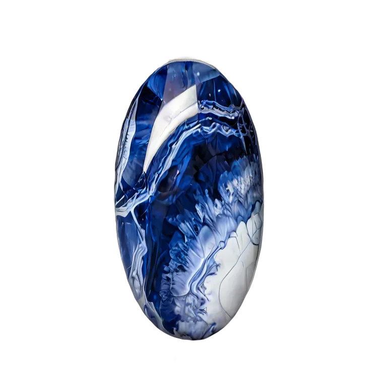 高級品 宝石 白い脈を持つソーダライトブルー 透過 PNG 画像 フリー素材 #9725