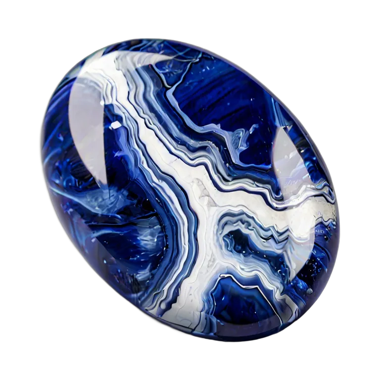 高級品 宝石 白い脈を持つソーダライトブルー 透過 PNG 画像 フリー素材 #9727