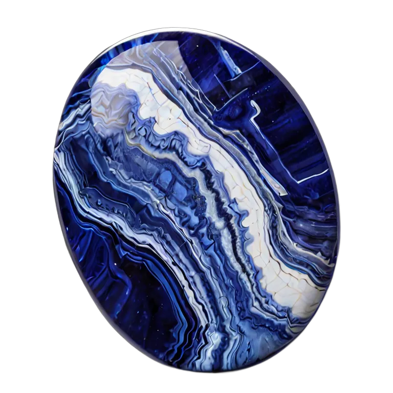 高級品 宝石 白い脈を持つソーダライトブルー 透過 PNG 画像 フリー素材 #9728