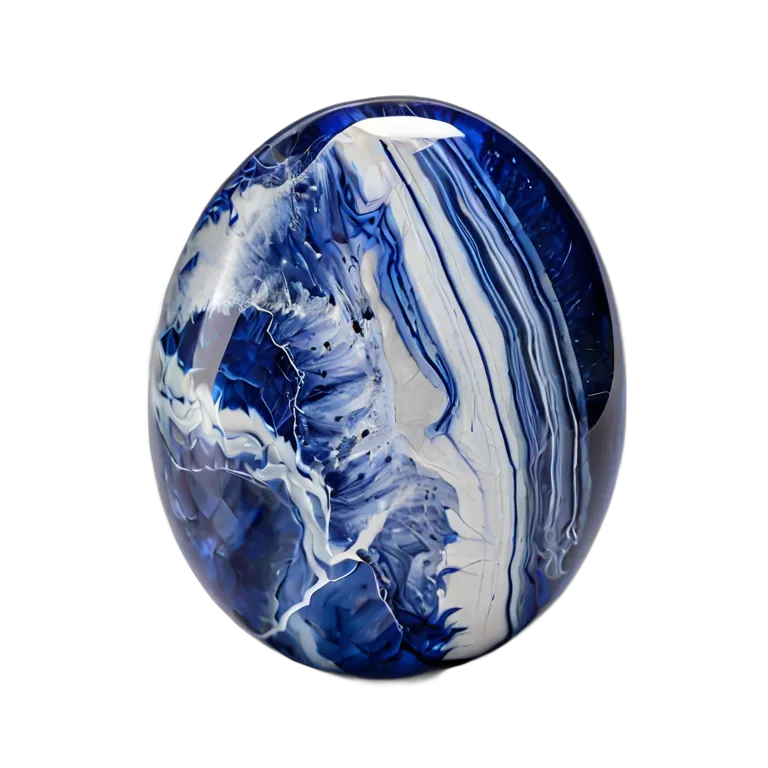 高級品 宝石 白い脈を持つソーダライトブルー 透過 PNG 画像 フリー素材 #9729