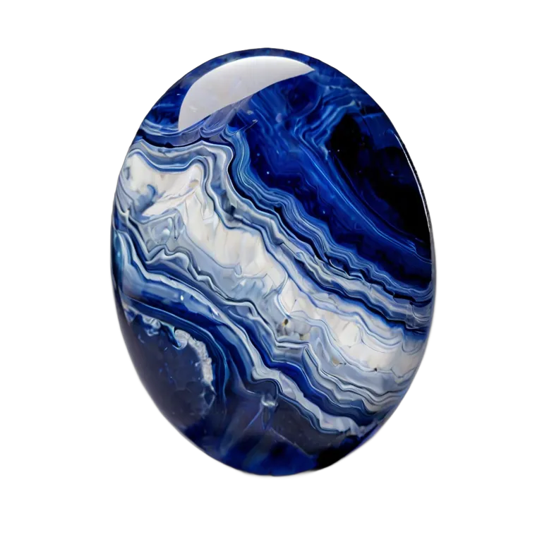 高級品 宝石 白い脈を持つソーダライトブルー 透過 PNG 画像 フリー素材 #9733