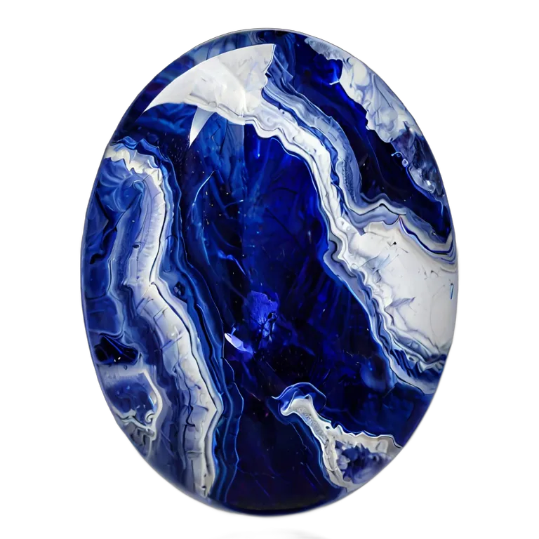 高級品 宝石 白い脈を持つソーダライトブルー 透過 PNG 画像 フリー素材 #9735