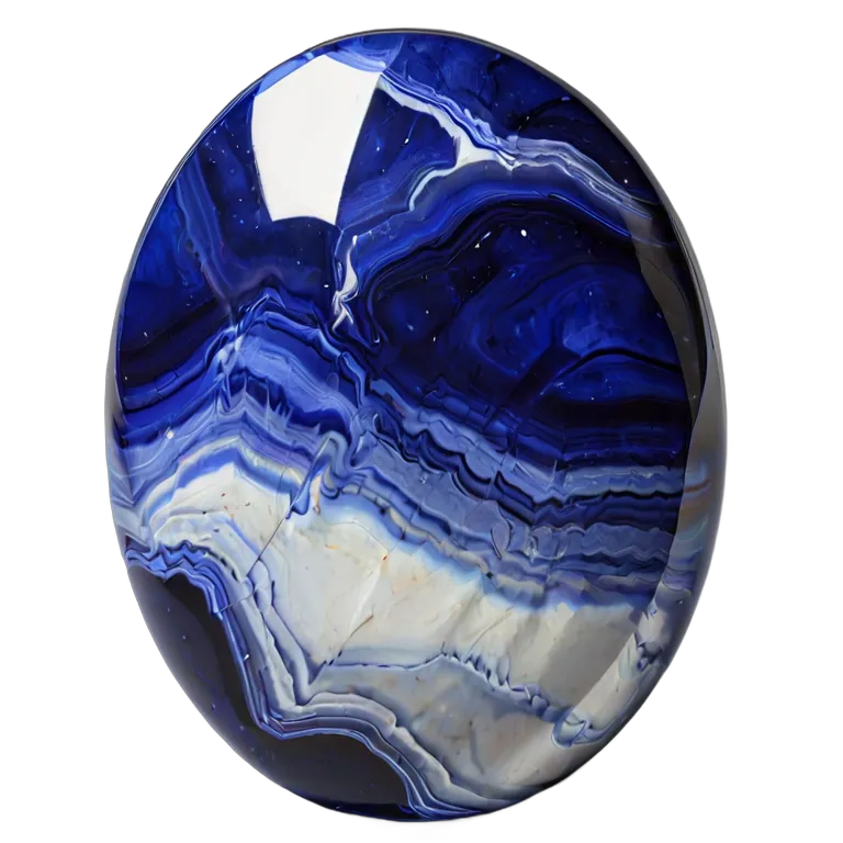 高級品 宝石 白い脈を持つソーダライトブルー 透過 PNG 画像 フリー素材 #9736