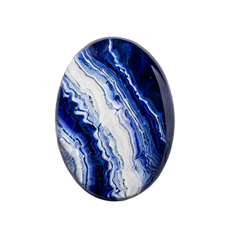 高級品 宝石 白い脈を持つソーダライトブルー 透過 PNG 画像 フリー素材 #9737