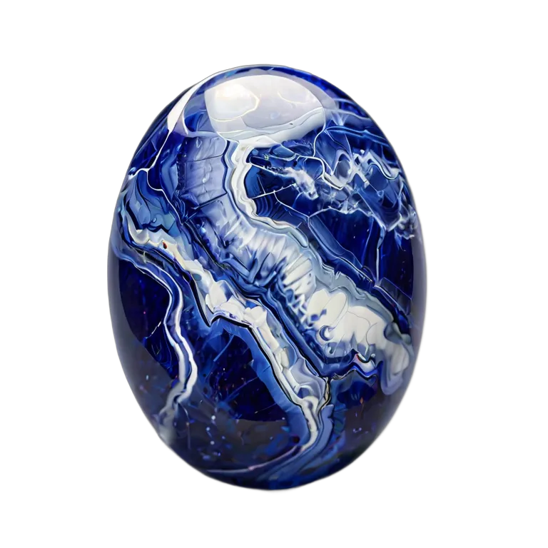 高級品 宝石 白い脈を持つソーダライトブルー 透過 PNG 画像 フリー素材 #9738