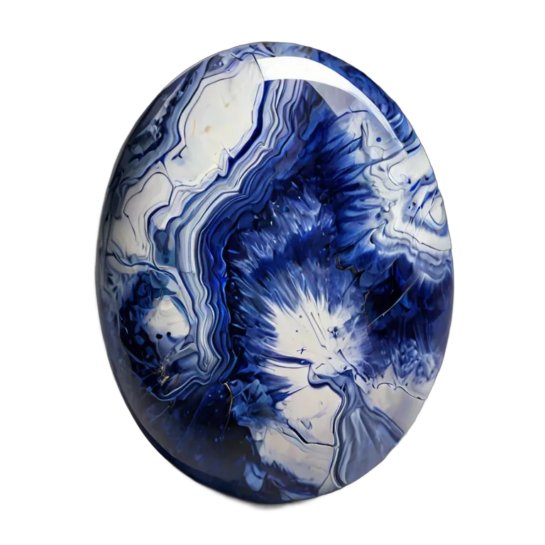 高級品 宝石 白い脈を持つソーダライトブルー 透過 PNG 画像 フリー素材 #9739