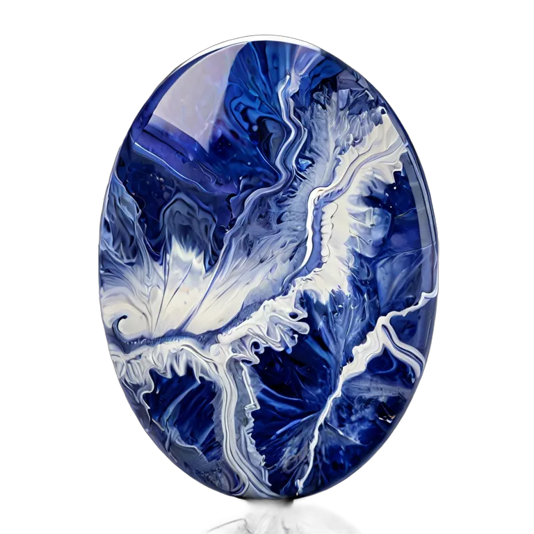 高級品 宝石 白い脈を持つソーダライトブルー 透過 PNG 画像 フリー素材 #9740