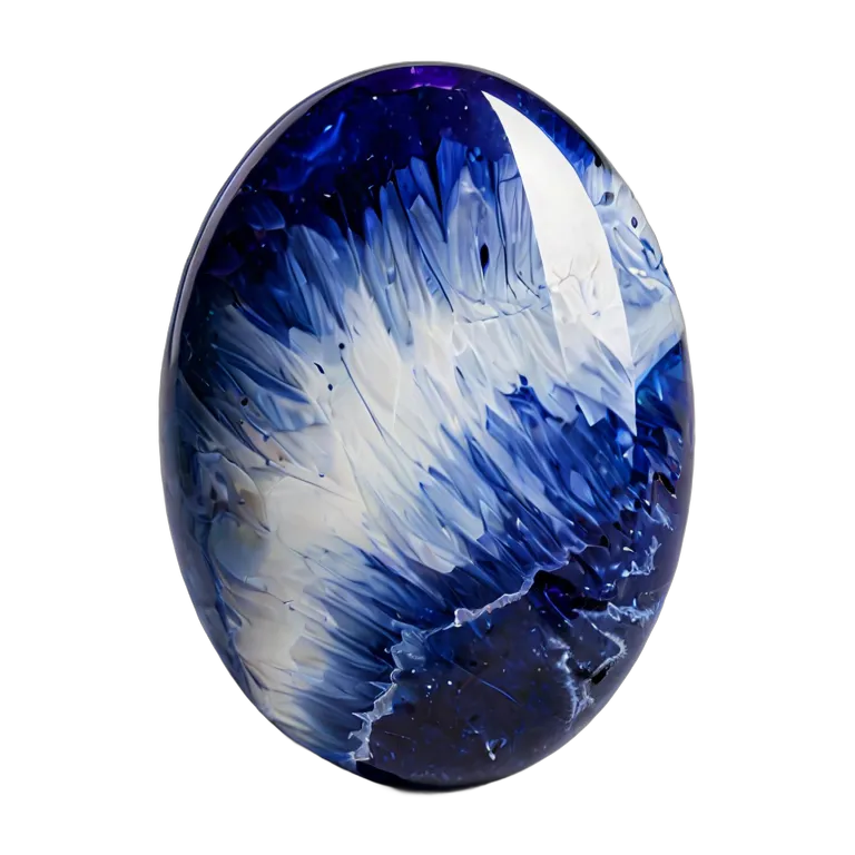 高級品 宝石 白い脈を持つソーダライトブルー 透過 PNG 画像 フリー素材 #9741