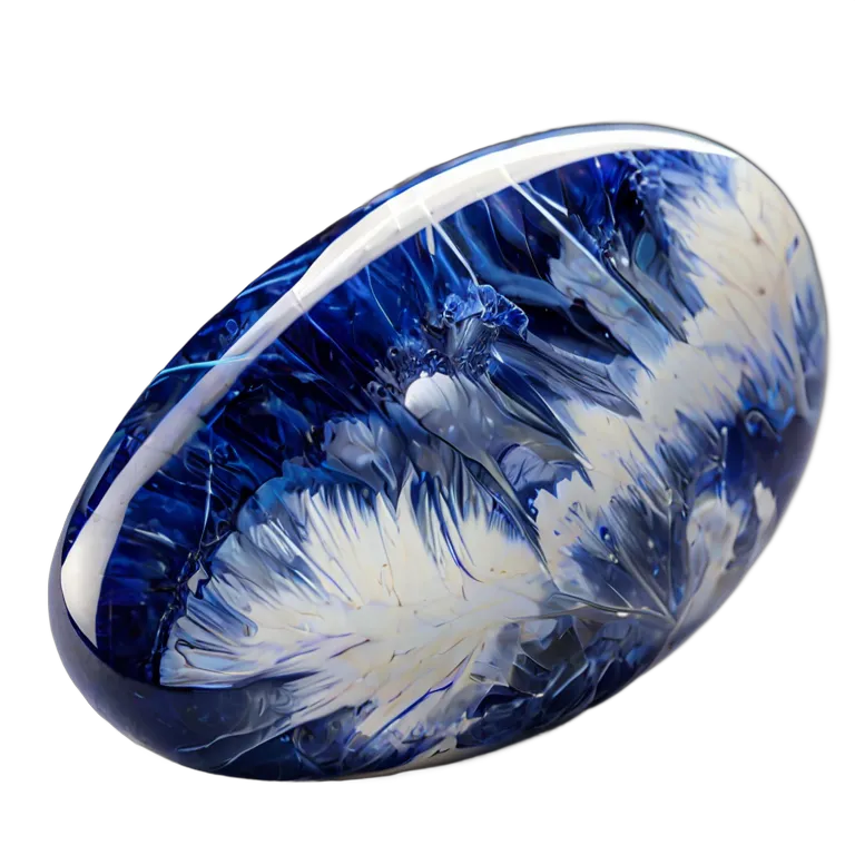 高級品 宝石 白い脈を持つソーダライトブルー 透過 PNG 画像 フリー素材 #9742