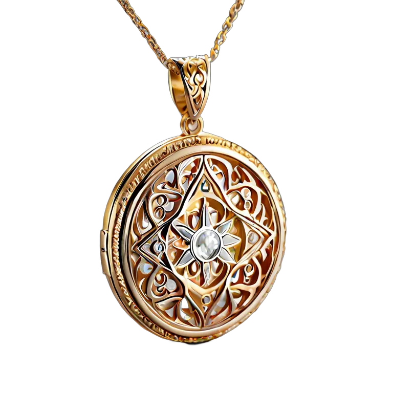 高級品 ジュエリー フィリグリーゴールドロケット 透過 PNG 画像 フリー素材 #8402