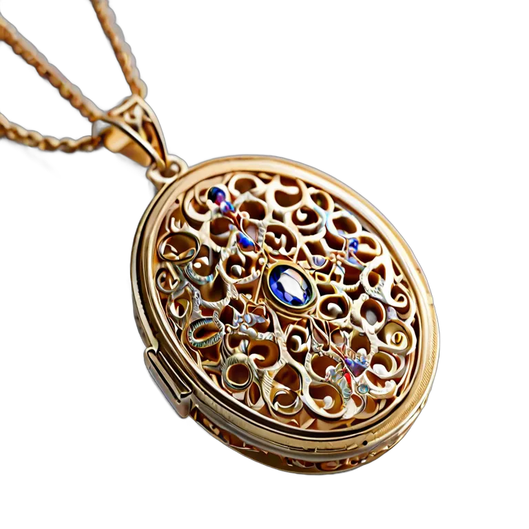 高級品 ジュエリー フィリグリーゴールドロケット 透過 PNG 画像 フリー素材 #8405