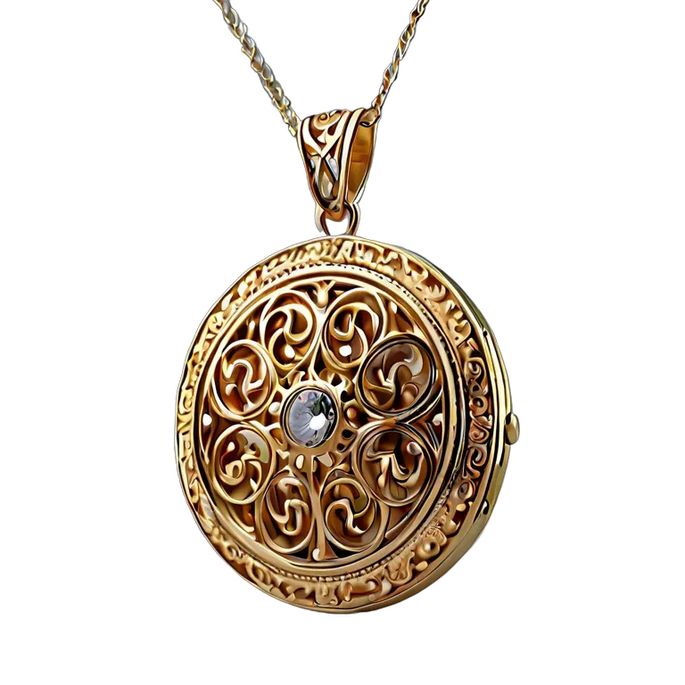 高級品 ジュエリー フィリグリーゴールドロケット 透過 PNG 画像 フリー素材 #8408